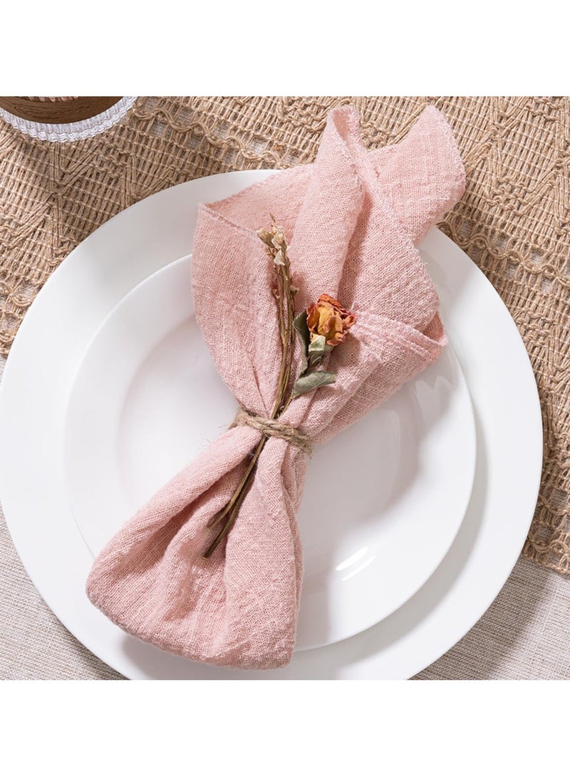 Cloth Napkins 6Pcs 42cm*42cm Handmade Reusable Washable Napkins,Simple and Rustic Square Cloth Napkins,Suitable for Wedding,Dinner,Birthday Party and Festival Table Decoration,Pink - Image 4