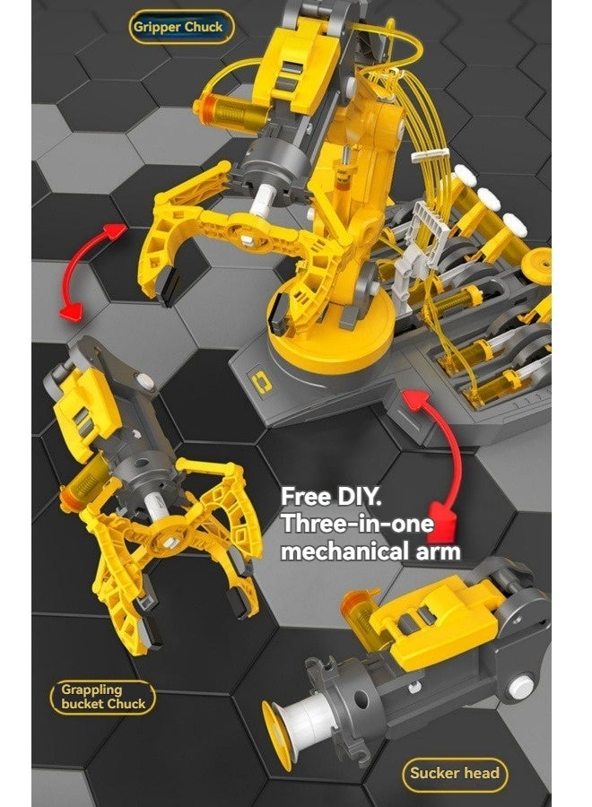 Loquat Science experiment toy set children's science and education 3 in 1 hydraulic mechanical arm building blocks hydraulic mechanical assembly engineering vehicle  - Image 2