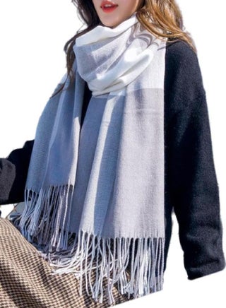 Wander Agio Women's Fashion Scarves Long Shawl Winter Thick Warm Knit Large Plaid Scarf Light Gray 3 - pzsku/Z8A8F43EC38EA7945131EZ/45/_/1692706663/2e9e453a-07fc-4243-9583-ac439a483166