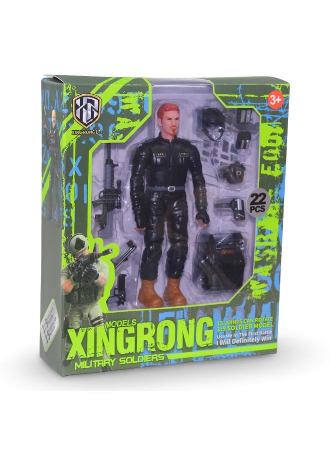 Xingrong Military Soldiers – Black (22 Pieces) - Image 1