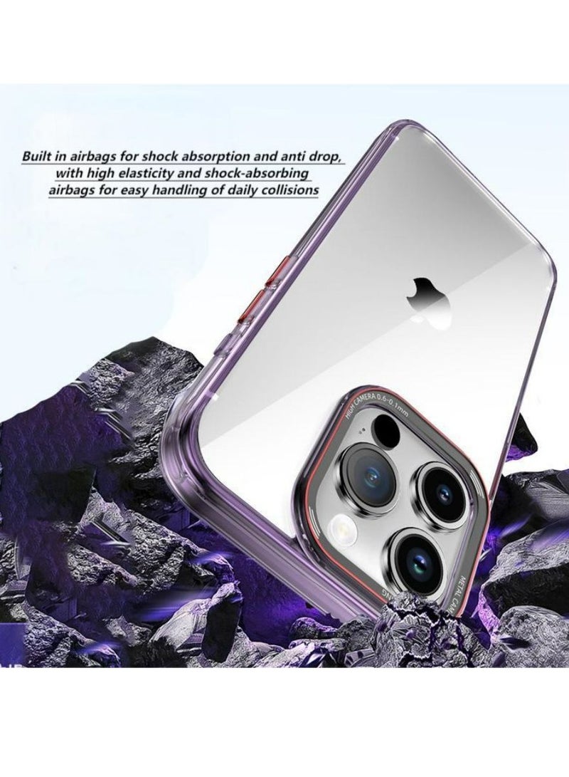 iPhone 15 Pro Max Case with Metal Lens Protection Frame and Matte Metal Buttons, Anti-Yellowing Anti-Drop Explosion-Proof Non-Stick Fingerprint Protective Case for Apple iPhone 15 Pro Max - Image 2