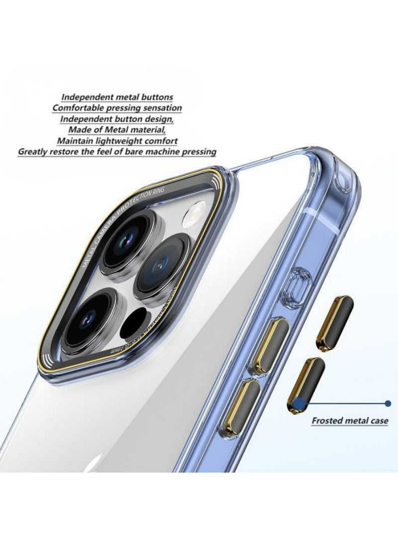 iPhone 15 Pro Max Case with Metal Lens Protection Frame and Matte Metal Buttons, Anti-Yellowing Anti-Drop Explosion-Proof Non-Stick Fingerprint Protective Case for Apple iPhone 15 Pro Max - Image 5