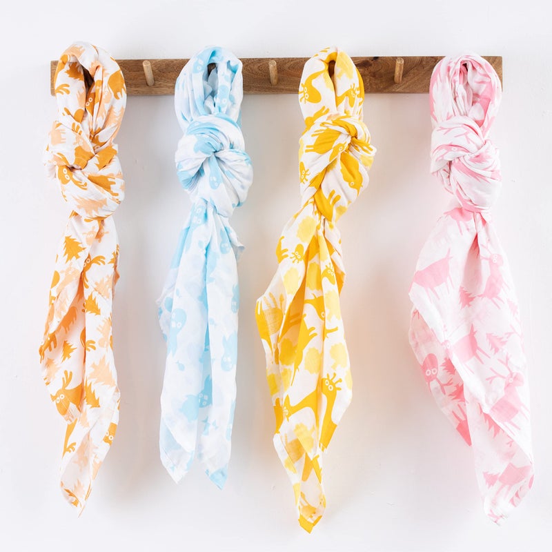 Cuddle Bug CuddleBug Muslin Baby Swaddle Blankets for Boys and Girls Size Large 4 x 4 Feet - Muslin Cotton 4 Pack (Tutti Frutti) - Image 5