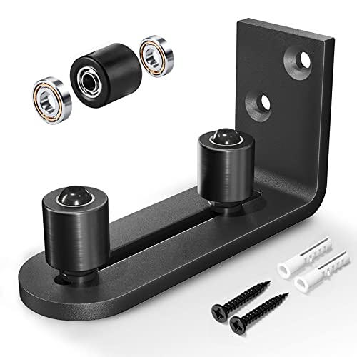 EaseLife Sliding Barn Door Bottom Floor Guide,Ball Bearings Adjustable Stay Roller,Wall Mount System,Flush Flat Bottom Design,2 Assemble Setup Options,Fit All Size Door,Black - Image 1
