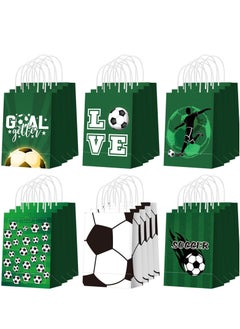 Excefore 24 PCS Soccer Party Favor Paper Bags, Soccer Ball Treat Bags, Candy Goodie Treat Bags, Suitable for Football Themed Kids Adults Birthday Party Supplies Decorations  - Image 1