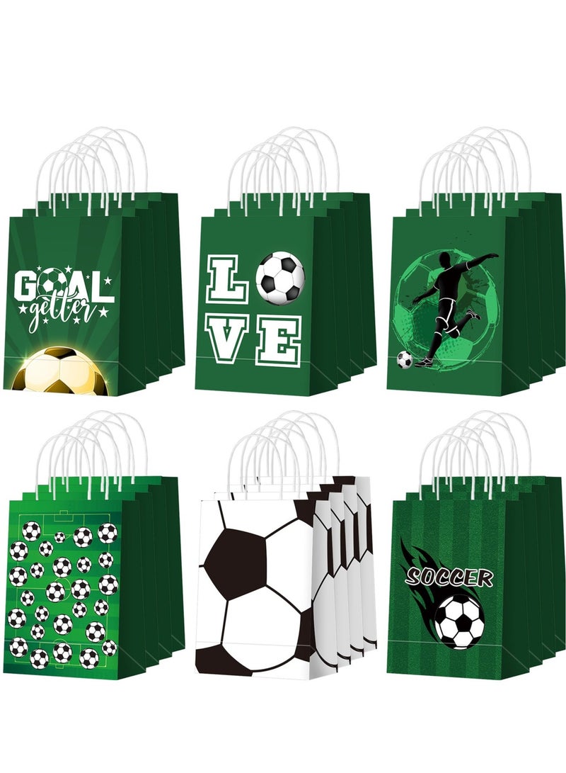 Excefore 24 PCS Soccer Party Favor Paper Bags, Soccer Ball Treat Bags, Candy Goodie Treat Bags, Suitable for Football Themed Kids Adults Birthday Party Supplies Decorations - Image 1