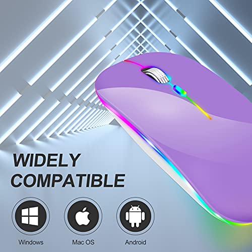 KLO Rechargeable Bluetooth 5.2/3.0/Type-C/USB-2.4G Mouse for MacBook/MacBook air/Pro/iPad, Wireless Mouse for Laptop/Notebook/pc/iPad/Chromebook (2/Purple) - Image 3
