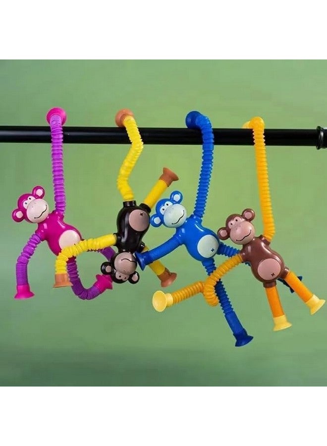Monkey Tube Toy with Telescopic Suction Cups | Pop Tubes Fidget Sensory Toy | Shape-Changing Fidget Tubes for Kids | Stress-Relief Sensory Play Toy with Suction Cups | 1 Pc | Random Colour - Image 3