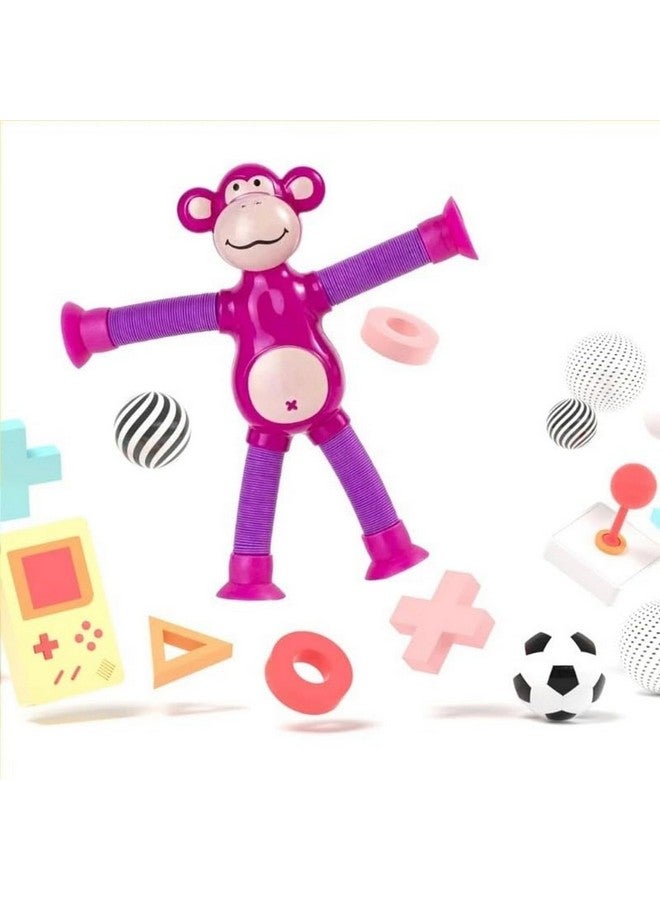 Monkey Tube Toy with Telescopic Suction Cups | Pop Tubes Fidget Sensory Toy | Shape-Changing Fidget Tubes for Kids | Stress-Relief Sensory Play Toy with Suction Cups | 1 Pc | Random Colour - Image 1
