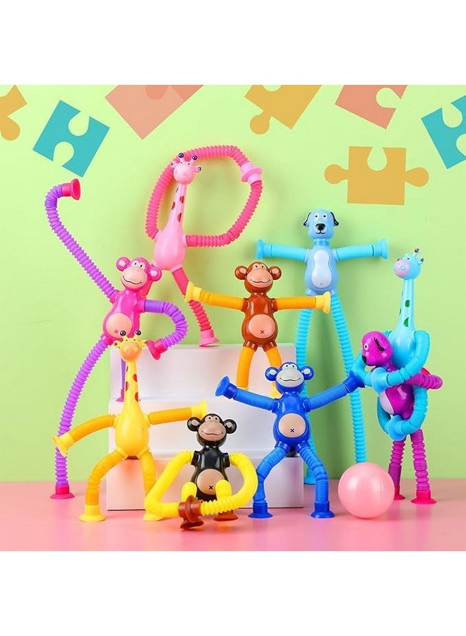 Monkey Tube Toy with Telescopic Suction Cups | Pop Tubes Fidget Sensory Toy | Shape-Changing Fidget Tubes for Kids | Stress-Relief Sensory Play Toy with Suction Cups | 1 Pc | Random Colour - Image 5
