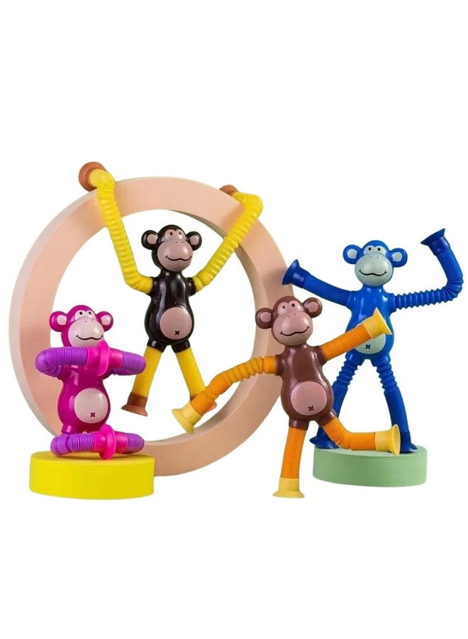 Monkey Tube Toy with Telescopic Suction Cups | Pop Tubes Fidget Sensory Toy | Shape-Changing Fidget Tubes for Kids | Stress-Relief Sensory Play Toy with Suction Cups | 1 Pc | Random Colour - Image 2