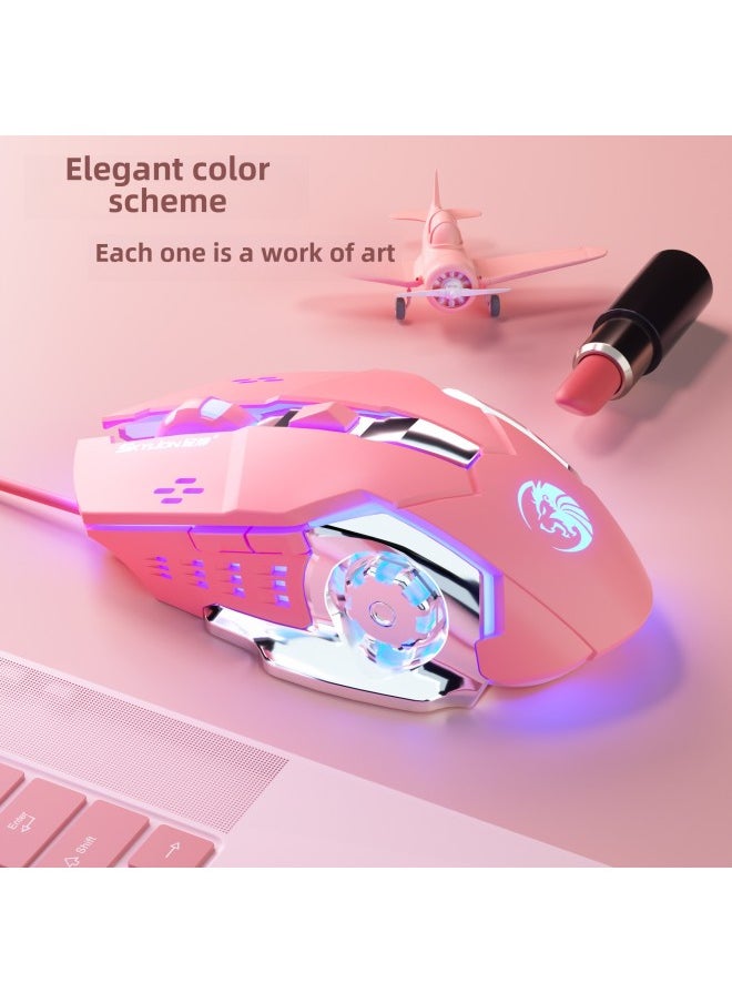 Generic - Dome Lion F5 Wired Metal Luminous Mouse Mute Sound Chicken Eating Game Aggravates 6D Electric Competition Mechanical Feel Foreign Trade-Color:Dome Lion F5 Black Silent-Interface:USB - Image 1