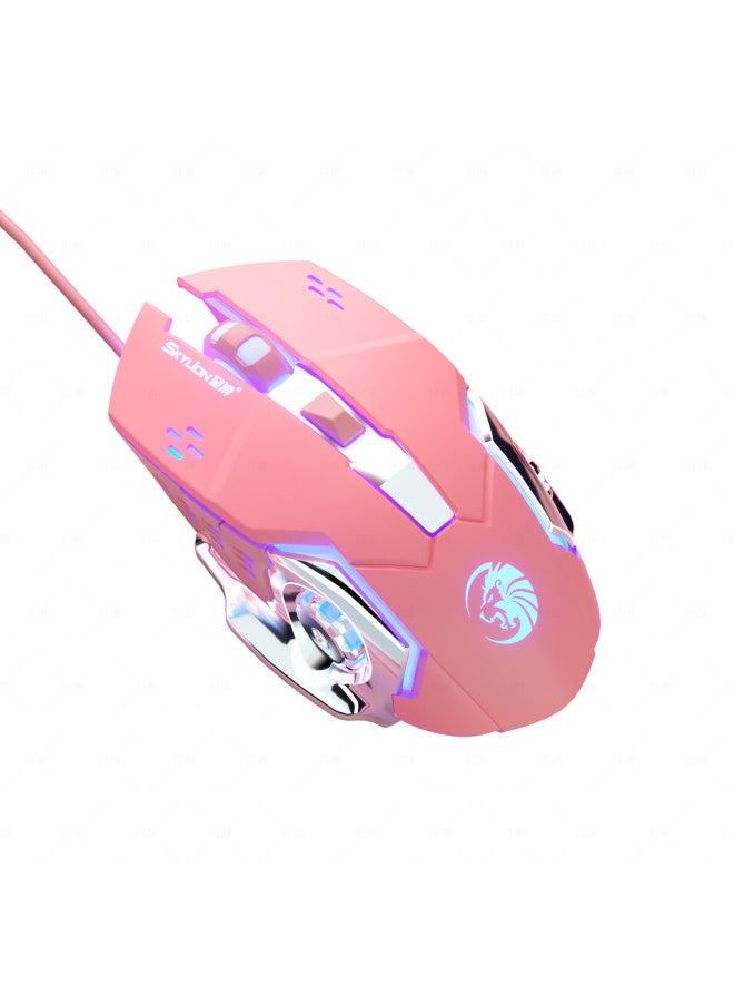 Generic - Dome Lion F5 Wired Metal Luminous Mouse Mute Sound Chicken Eating Game Aggravates 6D Electric Competition Mechanical Feel Foreign Trade-Color:Dome Lion F5 Black Silent-Interface:USB - Image 1