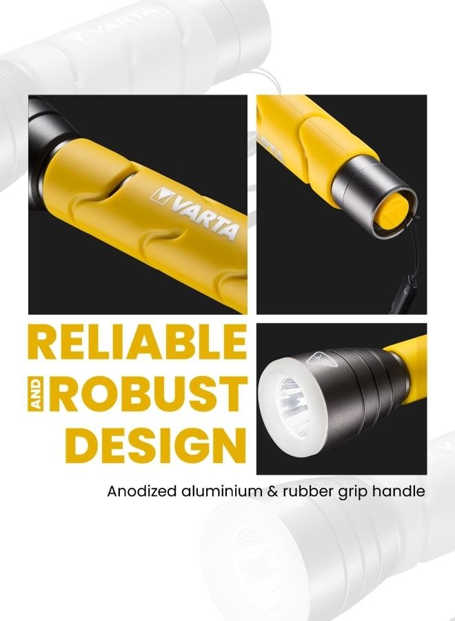 Varta Powerful and Reliable LED Flashlight for Outdoor Sports F20 with Precision Focusing and Easy-to-Use Large Pressure Switch with 2xAA Batteries - Image 2