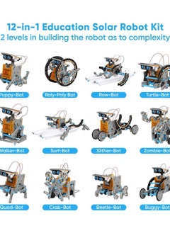 ORiTi ORiTi  STEM 12-in-1 Education Solar Robot Toys -190 Pieces DIY Building Science Experiment Kit for Kids  - Image 2