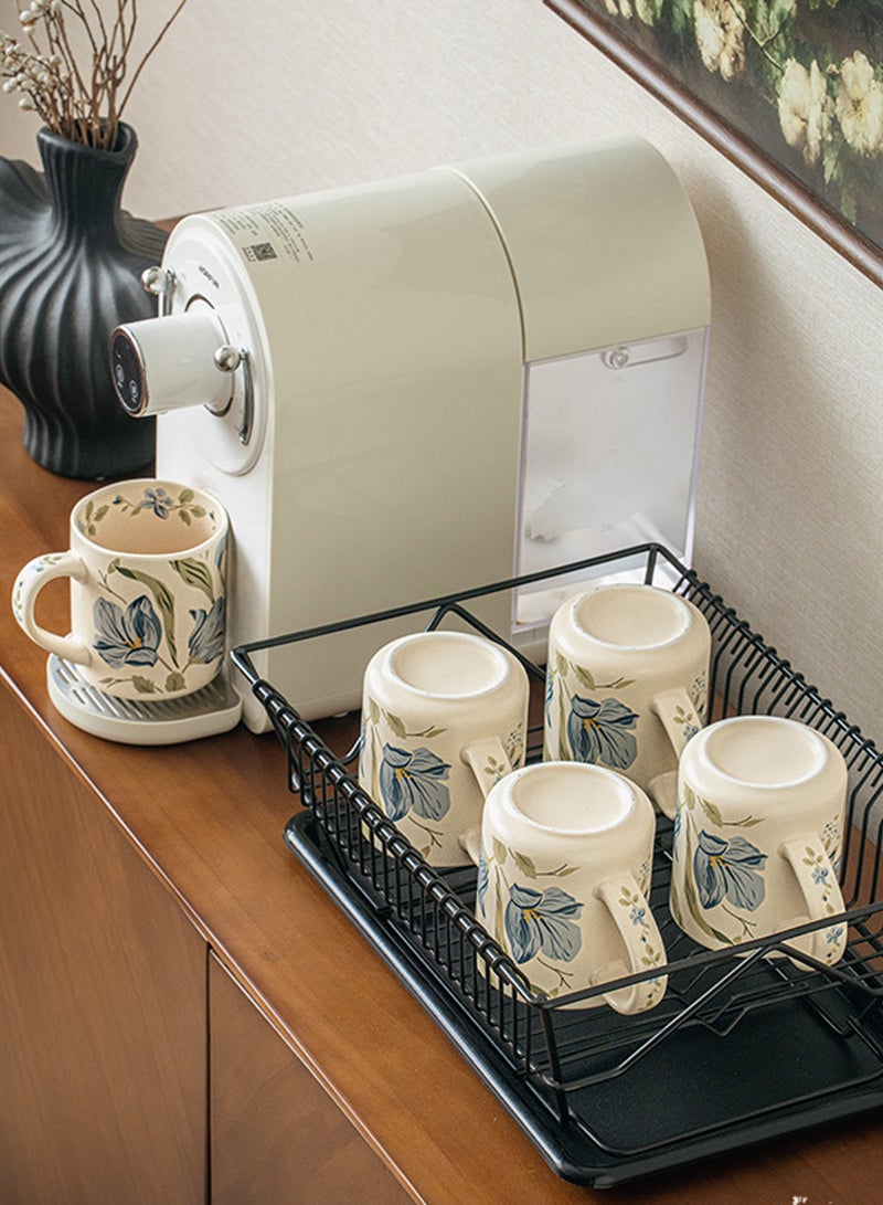 كوب سيراميك بسعة 500 مل بنقشة زهور الزفيرانتس مع ملعقة - آمن للاستخدام في غسالة الأطباق والميكروويف ومعقم الأواني، مناسب للمشروبات الساخنة والباردة. - Image 5