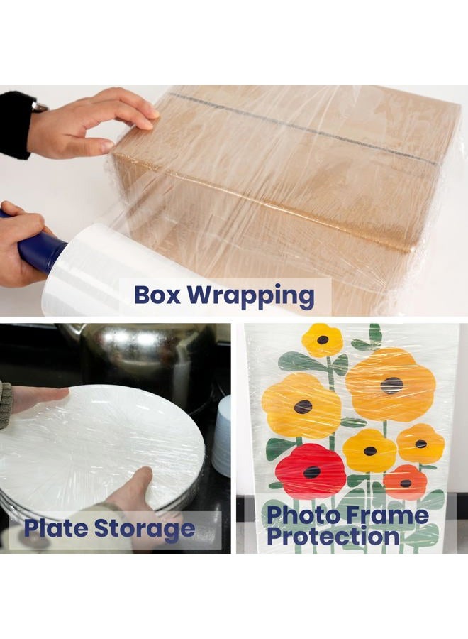 TAPEBEAR Mini Clear Stretch Wrap Film 80 Gauge 5" x 1000Ft, Shrink Wrap Roll with Handle, Durable Self-Adhering Clear Plastic Wrap Industrial Strength Pallet Shrink for Moving, Packing, 2-Pack - Image 2
