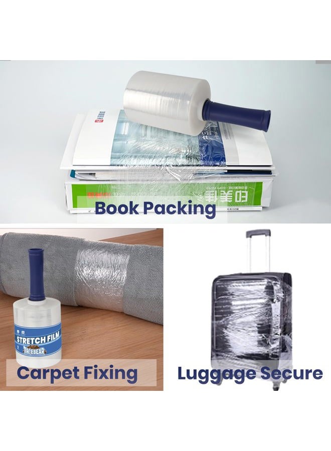 TAPEBEAR Mini Clear Stretch Wrap Film 80 Gauge 5" x 1000Ft, Shrink Wrap Roll with Handle, Durable Self-Adhering Clear Plastic Wrap Industrial Strength Pallet Shrink for Moving, Packing, 2-Pack - Image 3