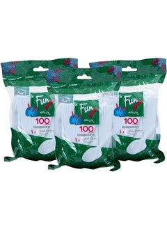 Fun Promopack Disposable Plastic Teaspoon Set 5 Inch - White - Pack Of 100 X 3  - Image 1