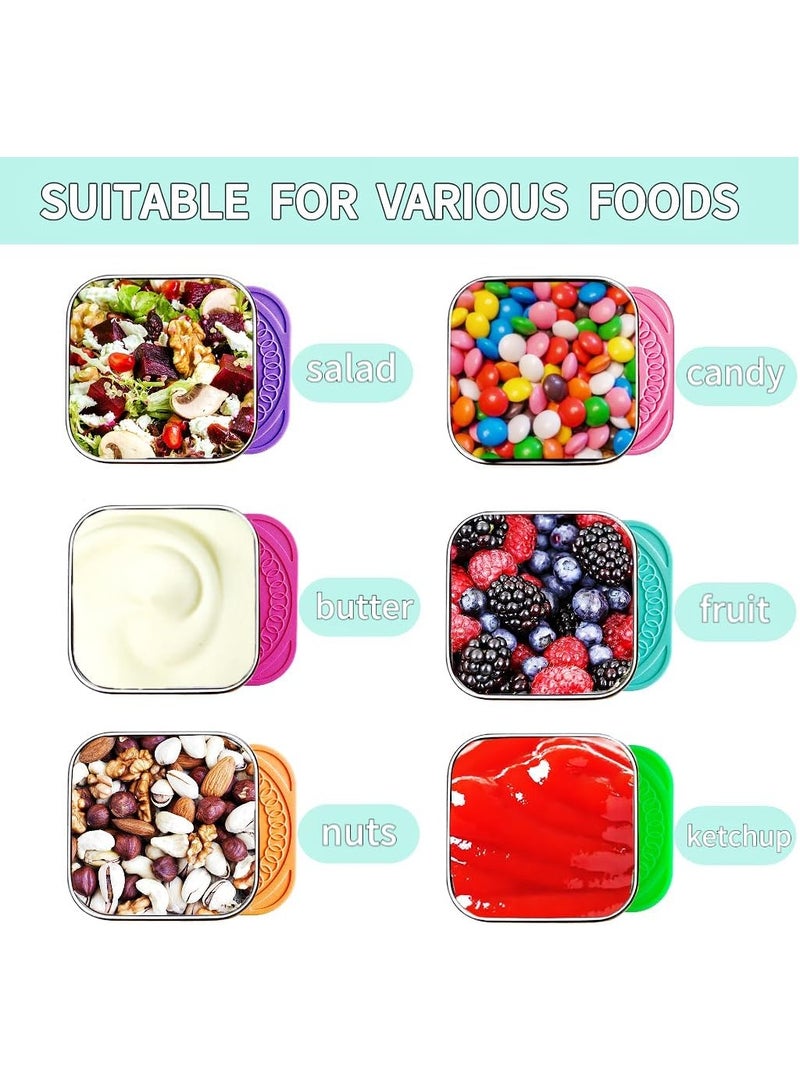 LIMOS 6 Pack 6 oz Stainless Steel Kids Containers Easy Open Leakproof Metal Snack Containers with Silicone Lids, Stackable Lunch Box  - Image 5