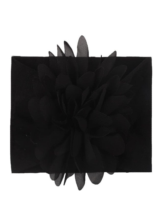 SYGA Baby Headbands Nylon Flower Soft Stretchable Hairband for Newborn Infant Toddler Kids For 0-3 Year - Black - Image 2