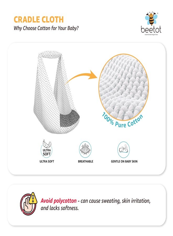 beetot Baby Cradle Set Swing/Jhula (Thottil Cloth, Palna, Dolna) | Hanging Cradle Cloth with Removable Bed and Mosquito Net | Up to 15 kg | CRA-MELANCHI LT DOT - Image 3