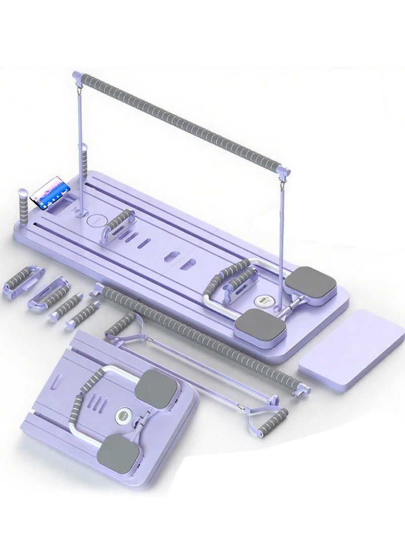 S-Color Pilates Board Foldable, Pilates Reformer Set with Pilates Bar, Timer for Home Gym - Reformer Yoga Machine Full Body Workout Yoga Equipment Kit for Women and Men (Purple) - Image 1