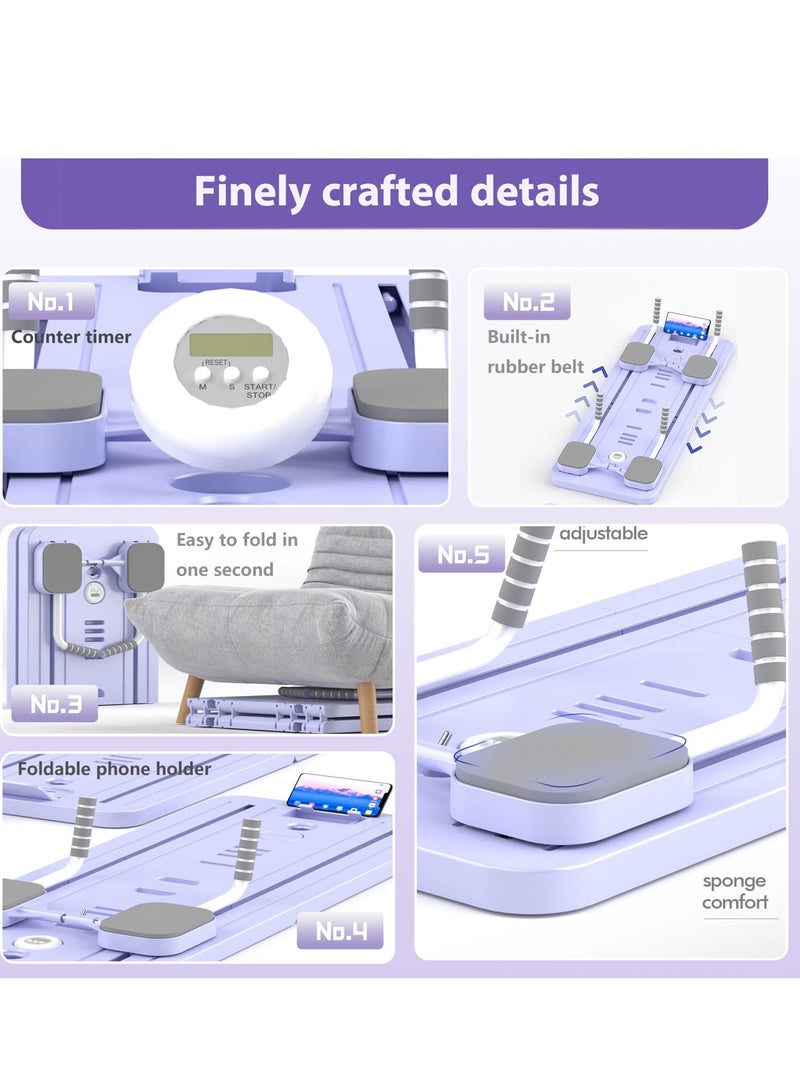 S-Color Pilates Board Foldable, Pilates Reformer Set with Pilates Bar, Timer for Home Gym - Reformer Yoga Machine Full Body Workout Yoga Equipment Kit for Women and Men (Purple) - Image 3