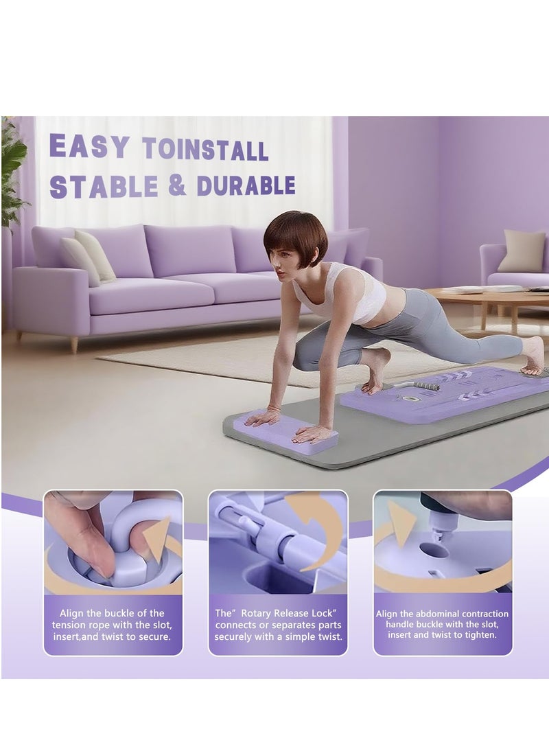 S-Color Pilates Board Foldable, Pilates Reformer Set with Pilates Bar, Timer for Home Gym - Reformer Yoga Machine Full Body Workout Yoga Equipment Kit for Women and Men (Purple) - Image 5