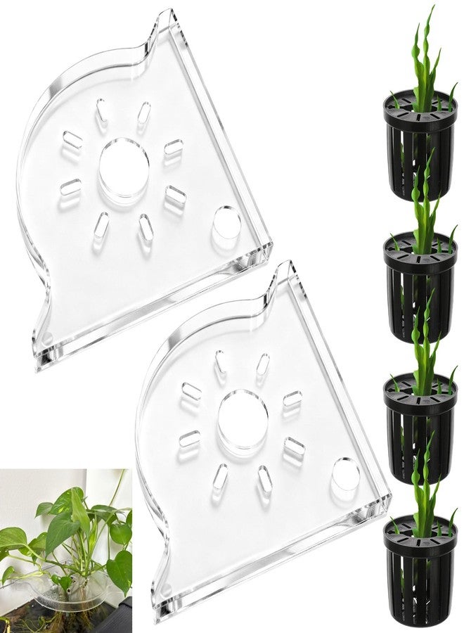 Hokoad 6 PCS/Set Aquarium Plant Holder, Corner Fish Tank Plant Holder for Rimless Aquarium, Acrylic Aquariums Plants Shelf for Aquatic Plants, Fish Tank Decor and Organizer - Image 1