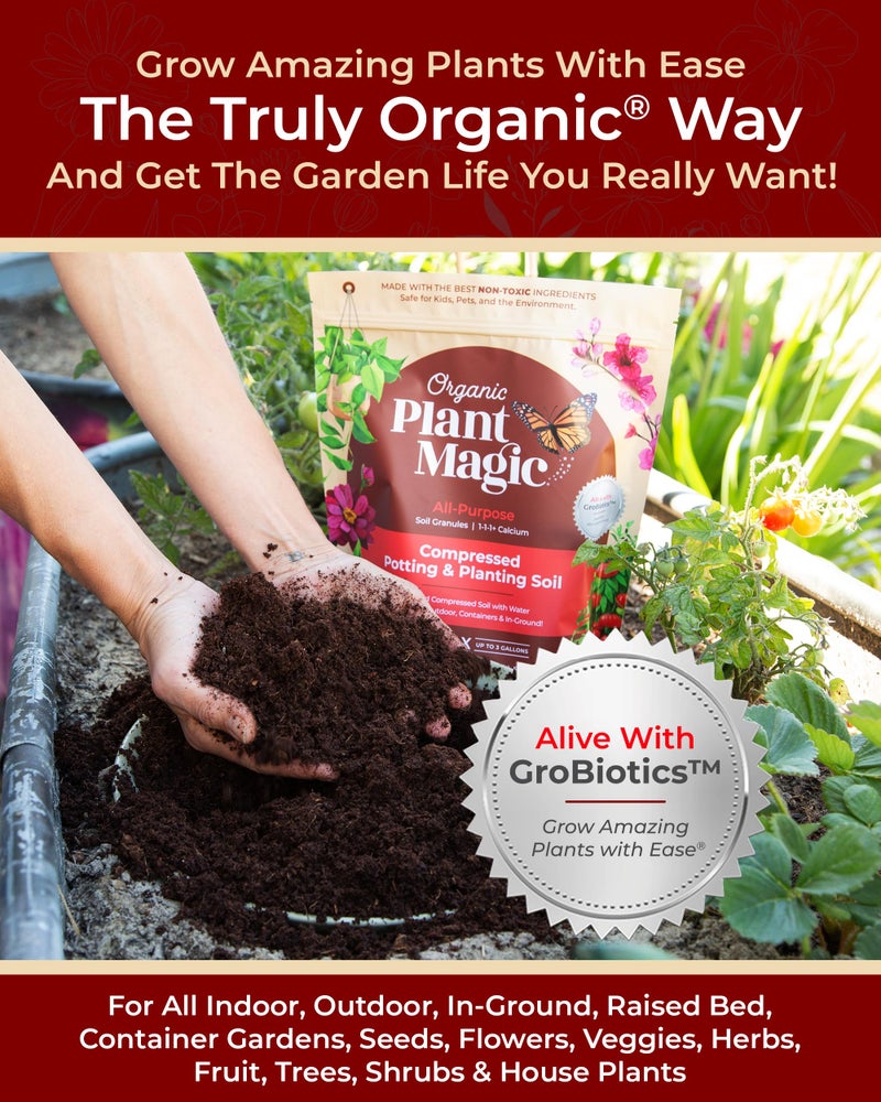 Organic Plant Magic Compressed Organic Potting Soil for Garden, Plants & Vegetables - Expands 4x When Mixed with Water - Indoor or Outdoor Use - Plant Food Mix Derived from Natural Coconut Coir & Worm Castings Fertilizer - Image 3