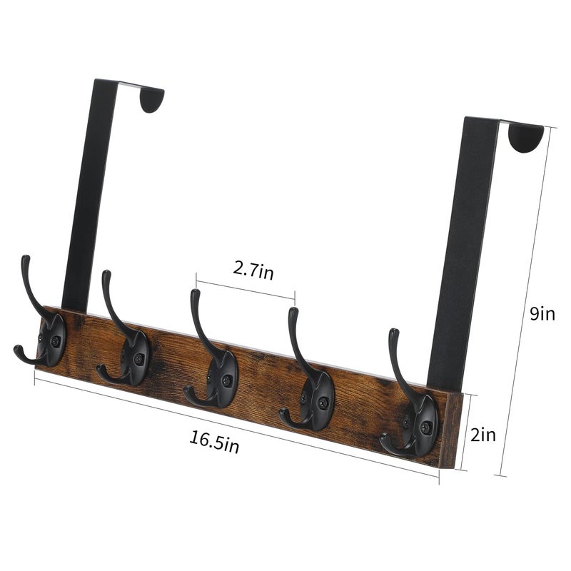 YINMIT Over The Door Hooks, Wooden Door Hanger, Door Hanger Hook, Over The Door Towel Rack, Door Coat Hanger, Door Coat Rack, Door Hooks for Hanging Towels, Clothes, Hats - Image 2