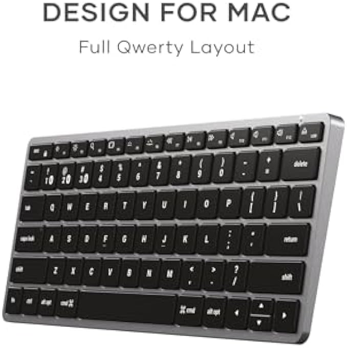 rayihni SLIM X1 BLUETOOTH WIRELESS KEYBOARD, US QWERTY LAYOUT, BACKLIT MULTI-DEVICE DESIGN – FOR MACBOOK AIR & PRO M5 M4, MAC MINI, IPAD AIR & PRO, IMAC AND MORE – SPACE GREY - Image 2