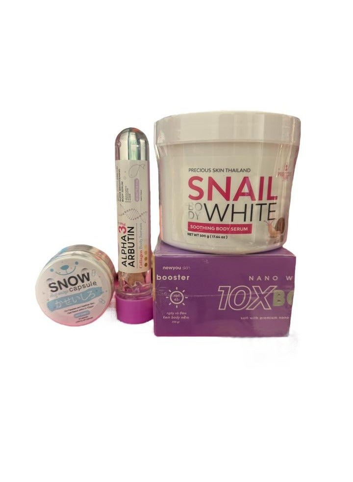 Snail white with nano white and alpha arbutin serum and snow capsule