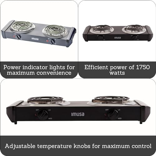 IMUSA USA GAU-80306 Electric Double Burner 1750-Watts , Black - Image 2