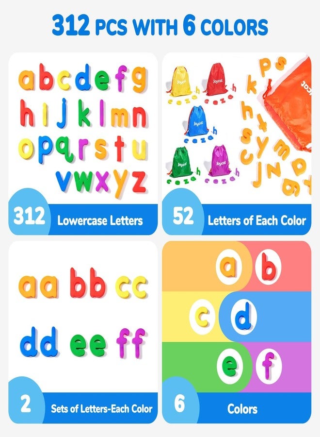 JoyCat Magnetic Letters, 312 Pieces Lowercase Alphabet Fridge Magnets, ABC Magnets for Toddlers Kids, Educational Learning Plastic Letters Set for Kindergarten Classroom - Image 2
