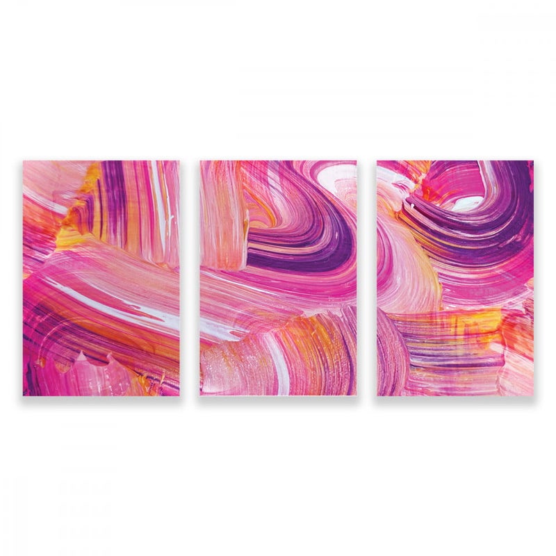 Marktna Three modern canvas paintings with an abstract design and a hollow frame, measuring (150×70), three pieces - Image 1