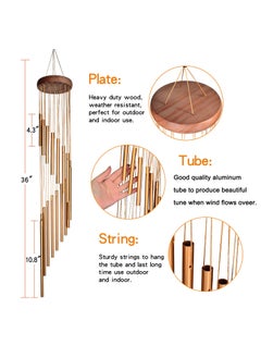 SuninYo SuninYo Wind Chimes Outdoor36 Amazing Grace Wind Chimes with S Hooka Quality Gift for Garden Patio Balcony and Indoor Decor18 TubesGolden  - Image 2