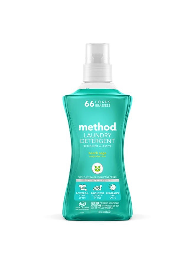 Method منظف غسيل سائل؛ رائحة شاطئ المريمية، مزيل بقع نباتي؛ 66 غسلة لكل زجاجة سعة 53.5 أونصة؛ (عبوة من 1) - Image 1