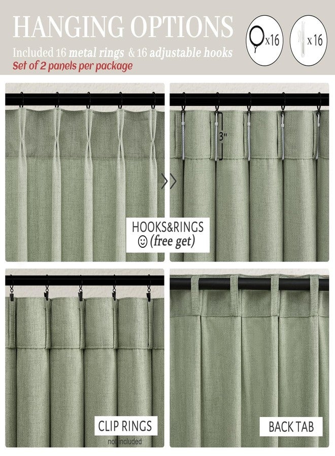PleatedDrapes Sage Green Pinch Pleated Sheer Curtains 84 Inches Long for Living Room 2 Panels Set, Rustic Country Thick Linen Blend Light Filtering Window Drapes 40"W x 84"L with Back Tab Bedroom Viral Curtain 7 FT - Image 5