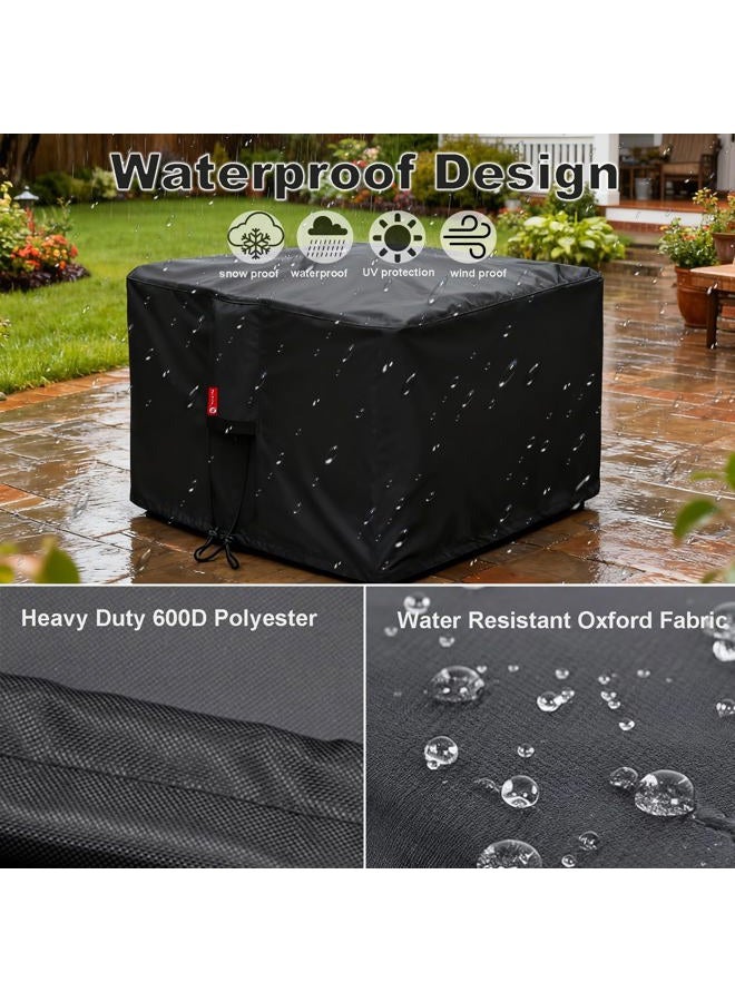 SheeChung Gas Fire Pit Cover Square - Premium Patio Outdoor Cover Heavy Duty Fabric with PVC Coating,100% Waterproof,Anti-Crack,Fits for 30 inch,31 inch,32 inch Fire Pit / Table Cover (32"L x 32"W x 24"H,Black) - Image 3