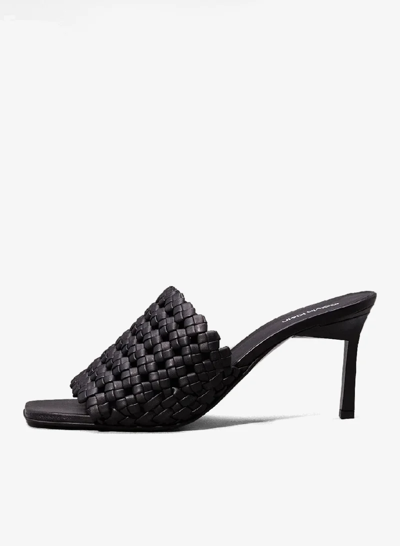 CALVIN KLEIN black Woven Heeled Sandals for Women | Best Price UAE