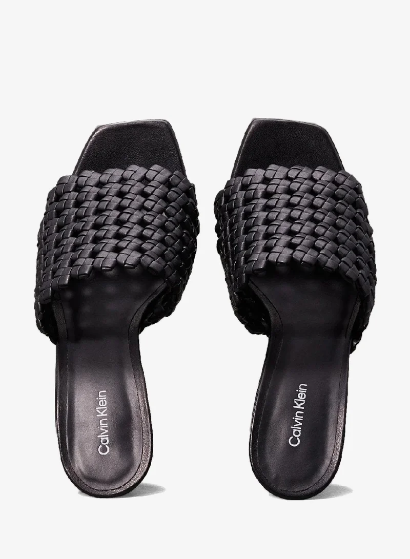CALVIN KLEIN black Woven Heeled Sandals for Women | Best Price UAE