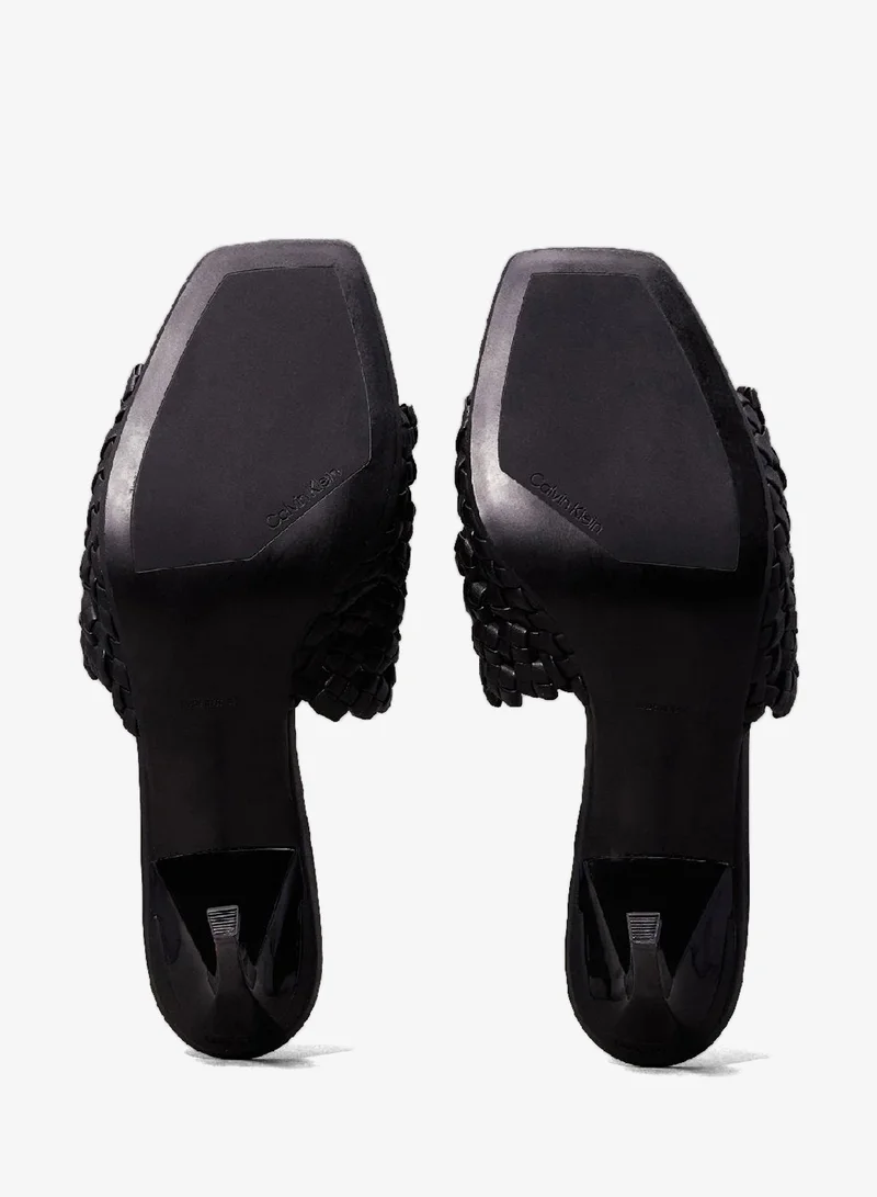 CALVIN KLEIN black Woven Heeled Sandals for Women | Best Price UAE
