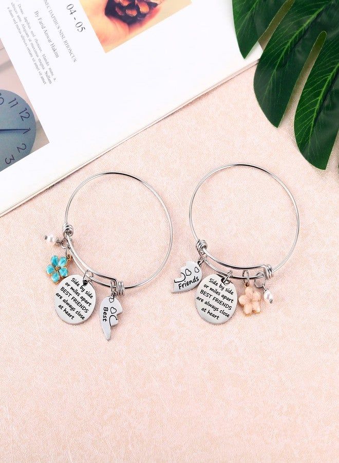 Aesnefe Friendship Bracelet Set of 2 for Best Friends, Best Friend Jewelry for 2 Teen Girls Bestie, Long Distance BFF Matching Heart Bangle for Valentines Day Birthday Christmas - Image 3