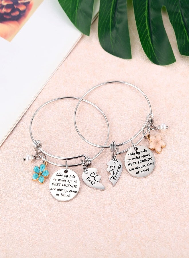 Aesnefe Friendship Bracelet Set of 2 for Best Friends, Best Friend Jewelry for 2 Teen Girls Bestie, Long Distance BFF Matching Heart Bangle for Valentines Day Birthday Christmas - Image 4