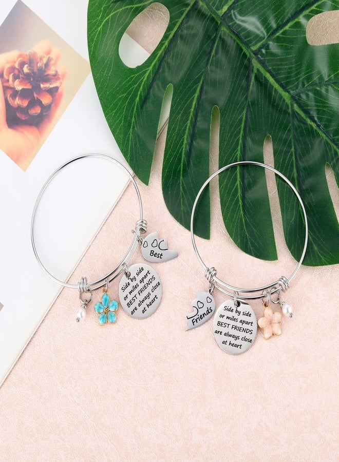 Aesnefe Friendship Bracelet Set of 2 for Best Friends, Best Friend Jewelry for 2 Teen Girls Bestie, Long Distance BFF Matching Heart Bangle for Valentines Day Birthday Christmas - Image 5