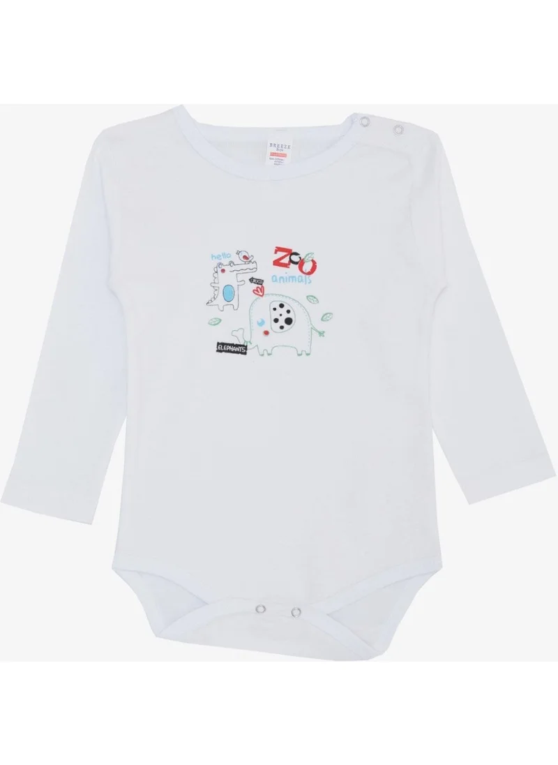 بريز Baby Boy Snap Bodysuit Zoo Friendly Animals Printed 9 Months-3 Years, White