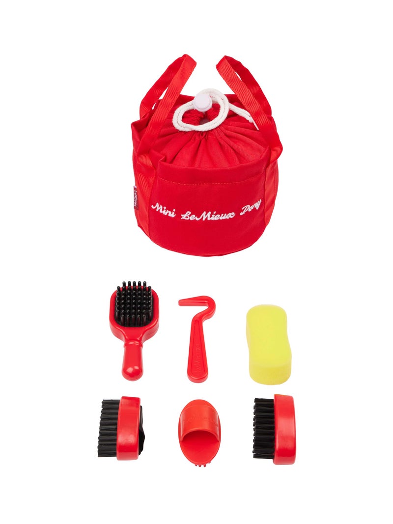 LeMieux Toy Pony Grooming Kit Ember Includes Brushes Curry Comb Sponge Tangle Tidy Hoof Pick Store in Mini Drawstring Grooming Bag Suitable for Ages 3 - Image 2