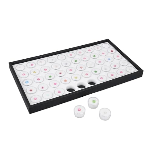 Ikee Design White Foam Gem Jars Showcase Stackable Display Tray for Collectibles, Home Organization Storage Box with 50 Gemstones and Bead Storage Jars, White Foam/Black Tray - Image 5